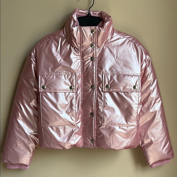 J.Crew Crewcuts Girls Pink Metallic Puffer Jacket - Picture 4 of 9